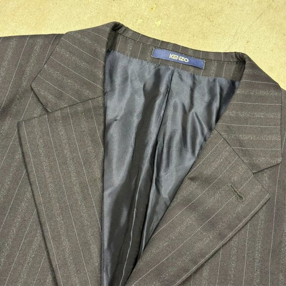 Kenzo Paris Blazer Striped Flannel Wool Sport Coat Navy Blue 3bt 44 R - Picture 5 of 9